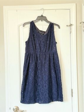 Enfocus Studio Navy Lace Scoop-Neck Midi Dress